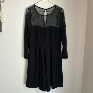 Torrid Women’s black sheer mesh top sweetheart long sleeve pocket dress size 10
